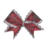Red Rhinestone Bow with White Scallop Trim