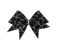 Black Animal Print Rhinestone Bow