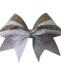 White & Gold Rhinestone Pattern Bow