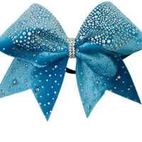 Velvet Aqua Rhinestone Bow