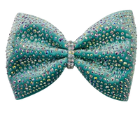 Velvet 4" Teal Rhinestone Bow